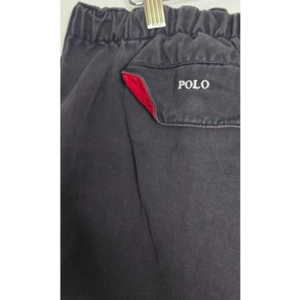 Vintage Polo Ralph Lauren Mens Chino Shorts Large Gray Blue Cotton Elastic Waist